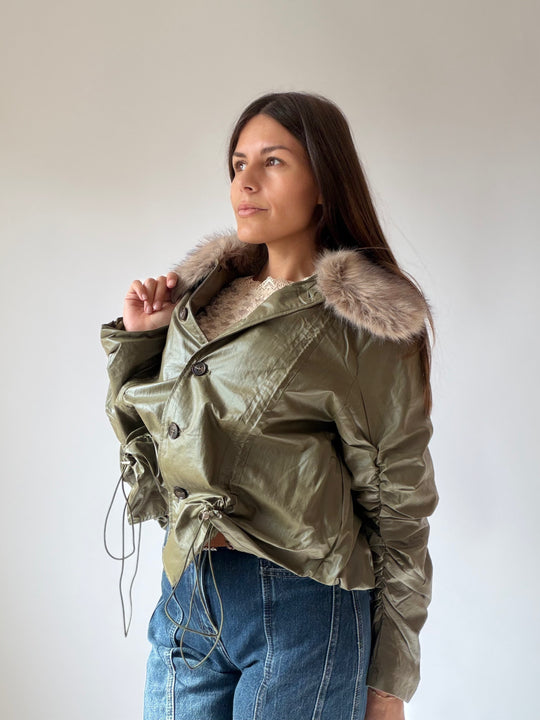 "AURA" JACKET WITH A FLUFFY COLLAR
