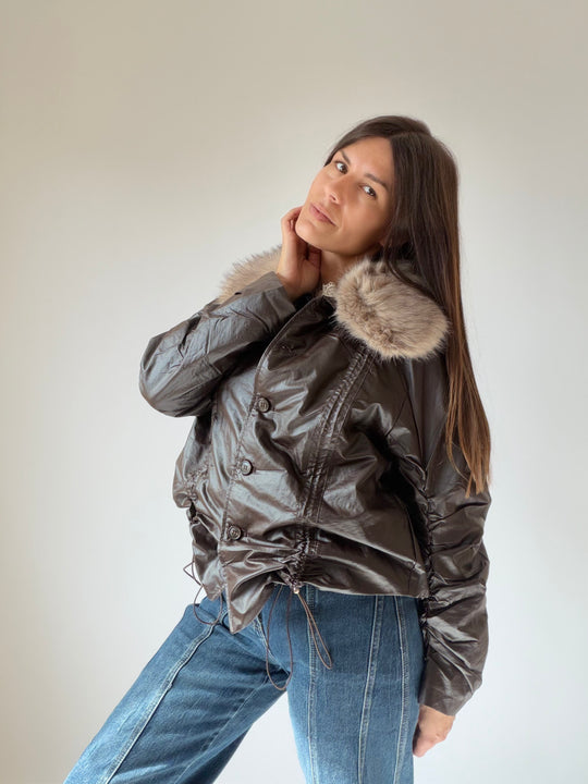 "AURA" JACKET WITH A FLUFFY COLLAR
