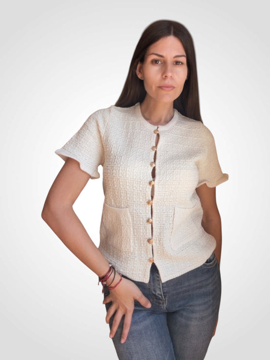 Knitted Short-Sleeve Blouse