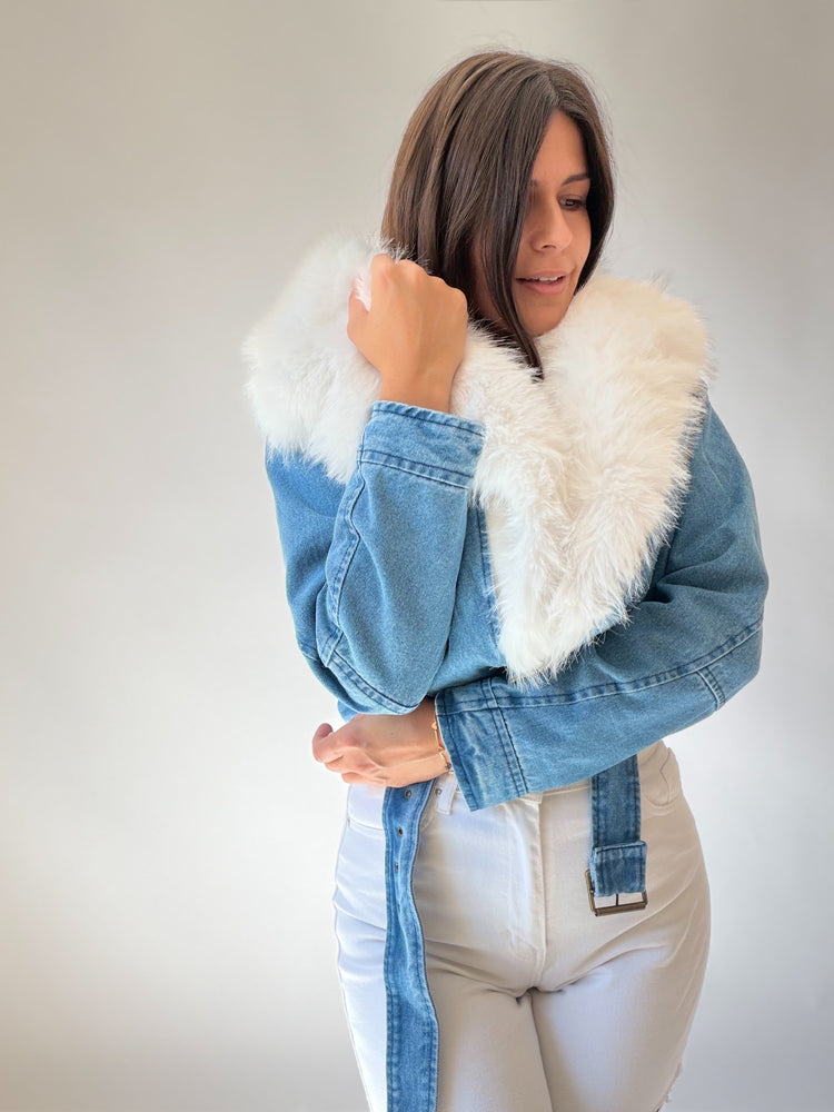 Jacket with a fur collar