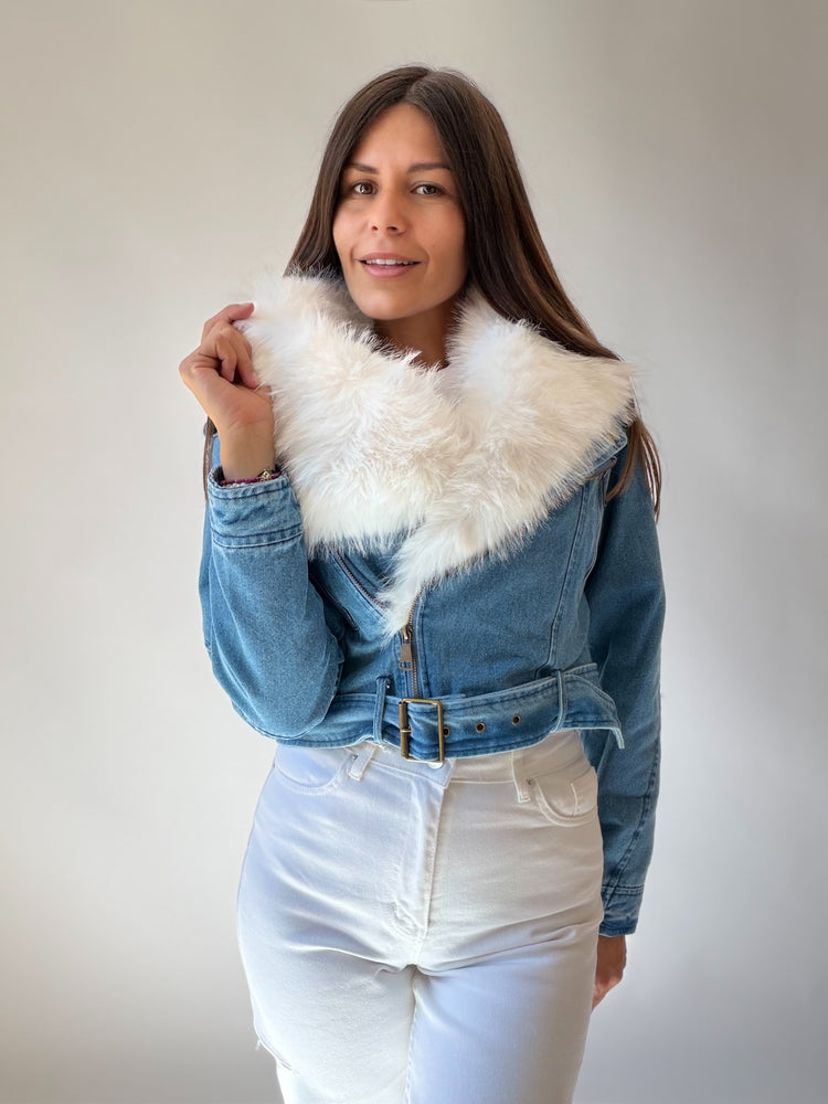 Jacket with a fur collar