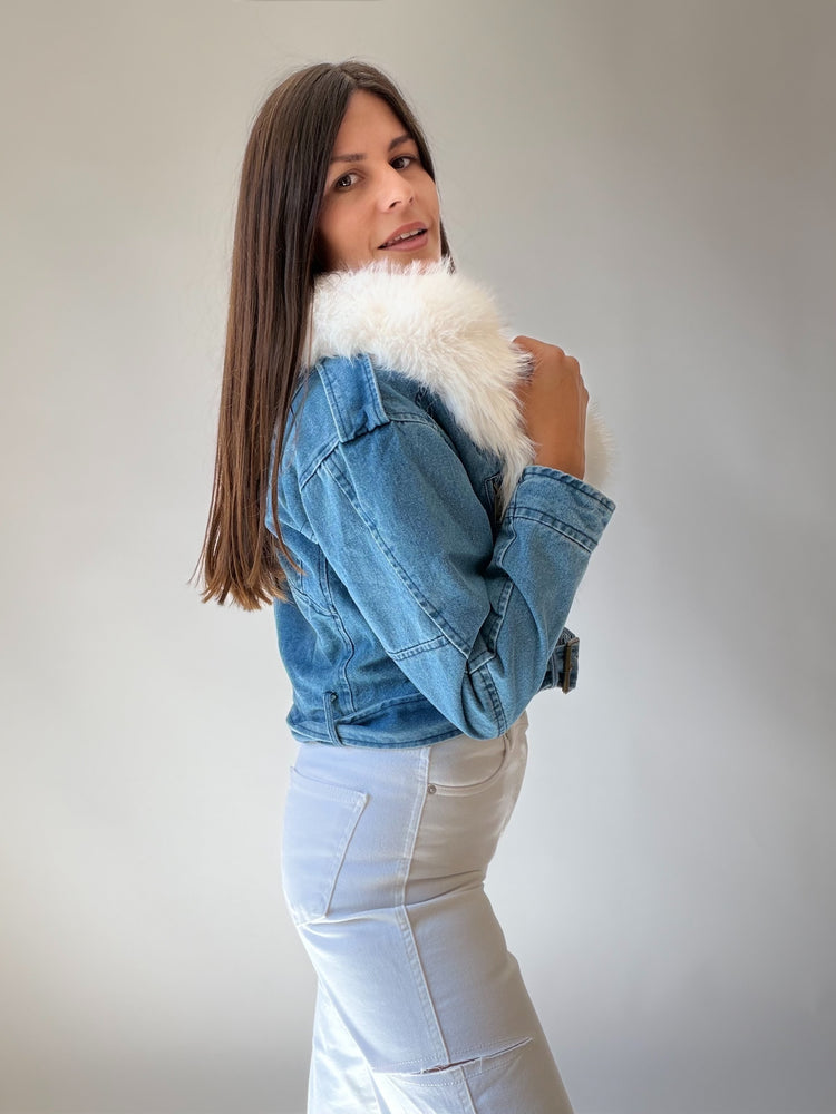 Jacket with a fur collar