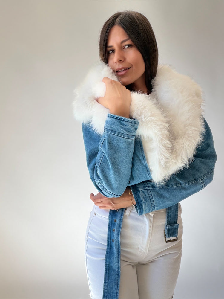 Jacket with a fur collar