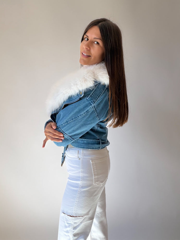 Jacket with a fur collar