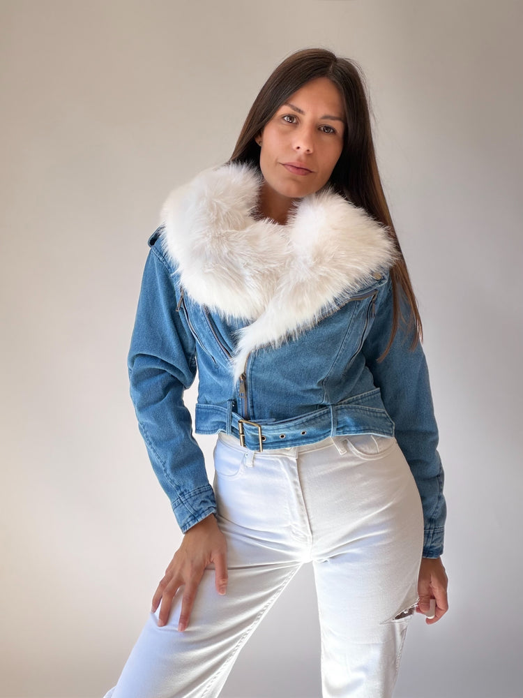 Jacket with a fur collar