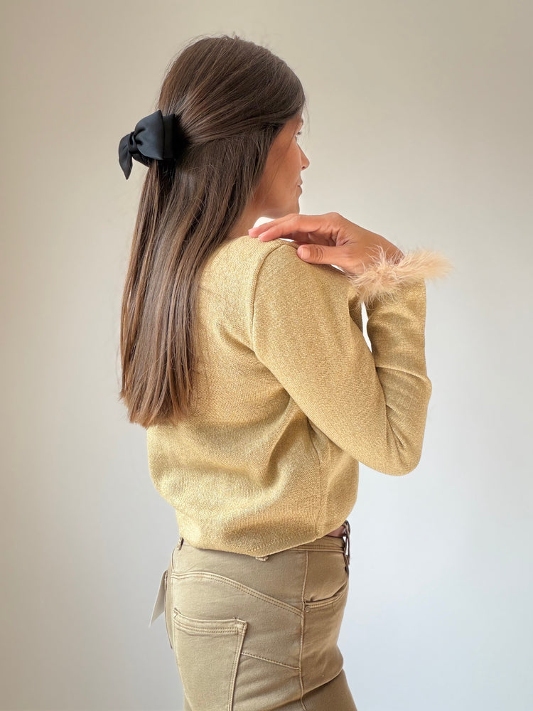 ELEGANT FEATHER VEST - "GOLDEN CHARM"