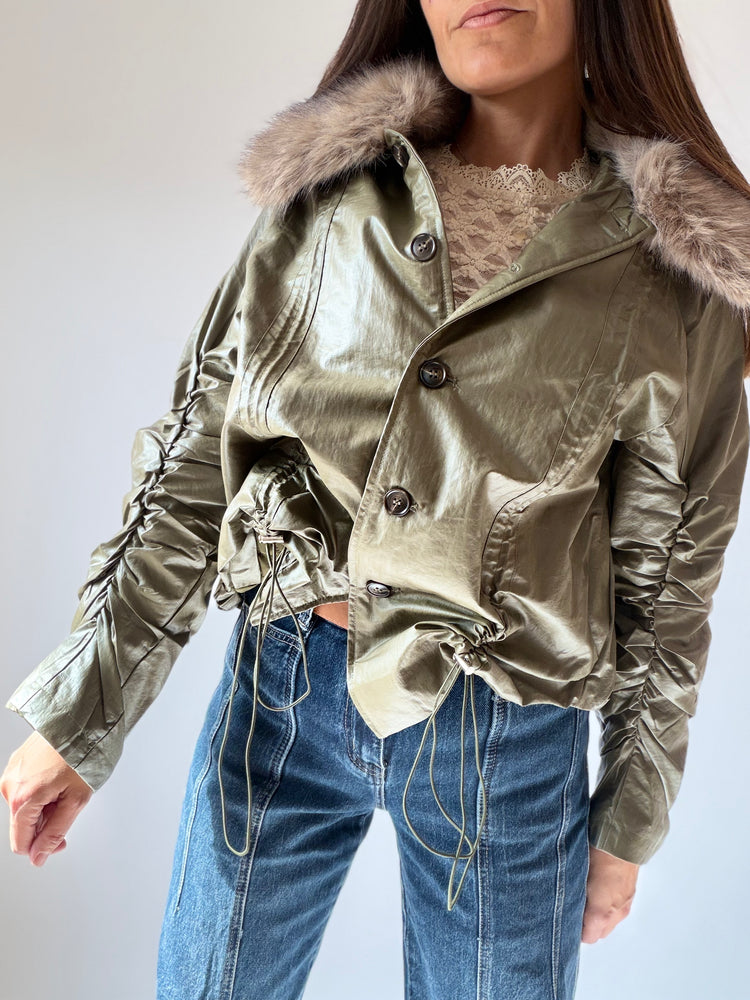 "AURA" JACKET WITH A FLUFFY COLLAR