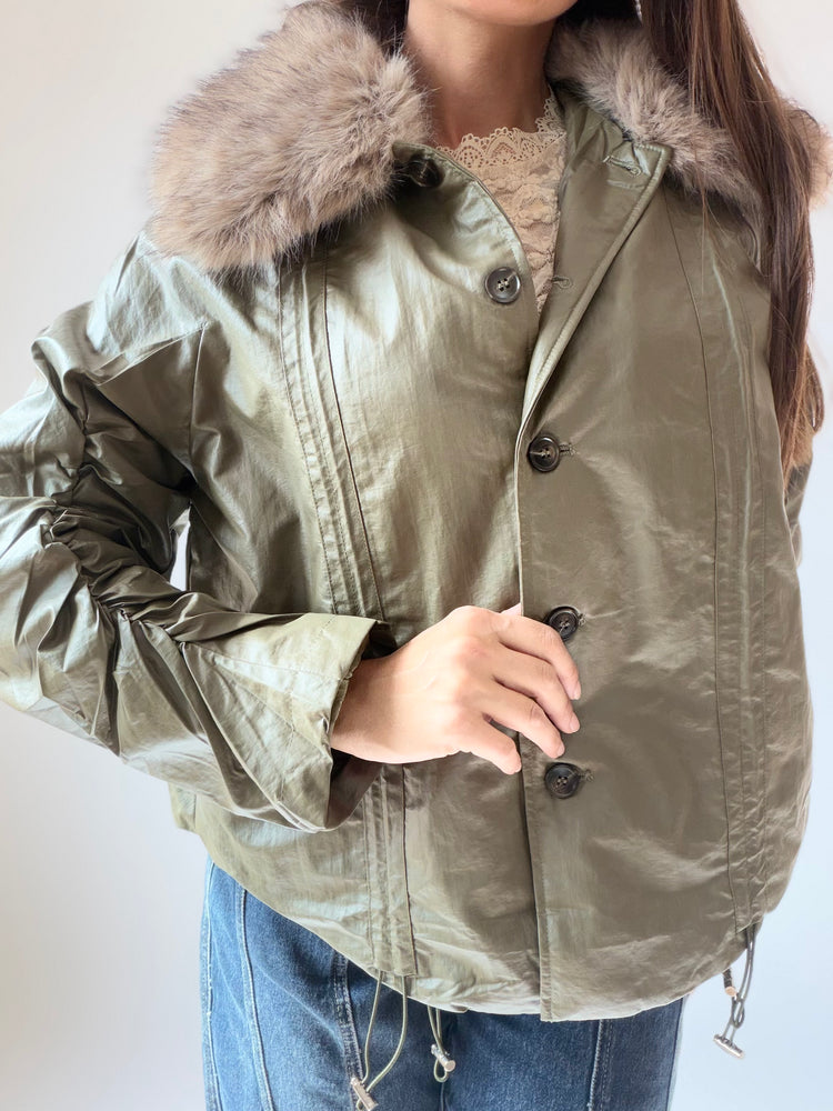 "AURA" JACKET WITH A FLUFFY COLLAR