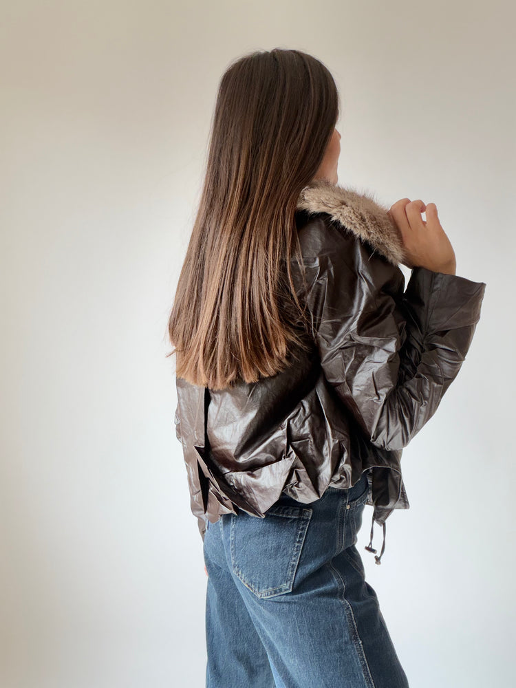 "AURA" JACKET WITH A FLUFFY COLLAR