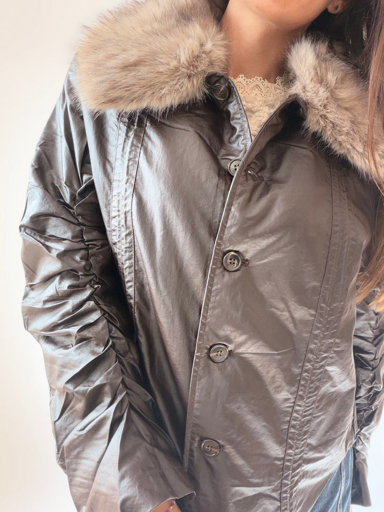 "AURA" JACKET WITH A FLUFFY COLLAR