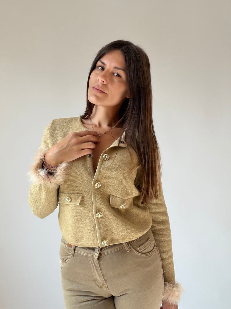 ELEGANT FEATHER VEST - "GOLDEN CHARM"
