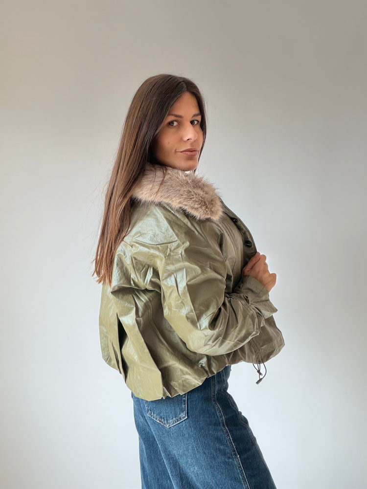 "AURA" JACKET WITH A FLUFFY COLLAR