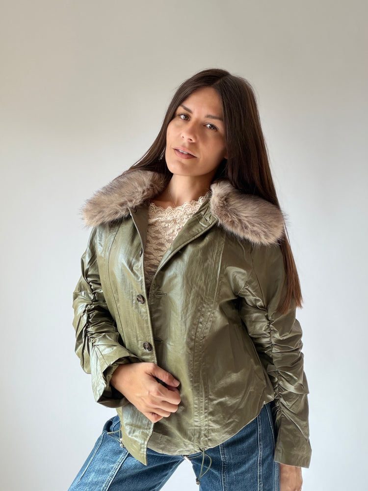 "AURA" JACKET WITH A FLUFFY COLLAR