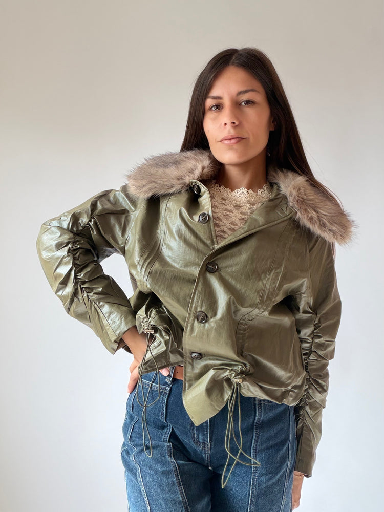 "AURA" JACKET WITH A FLUFFY COLLAR