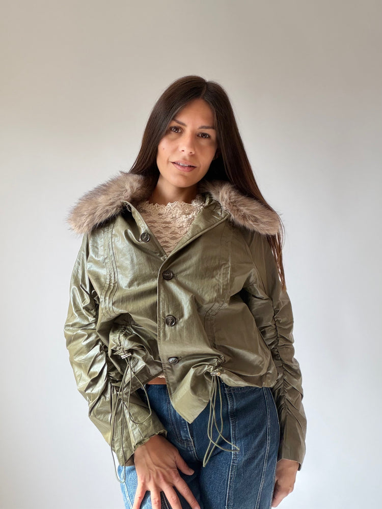 "AURA" JACKET WITH A FLUFFY COLLAR