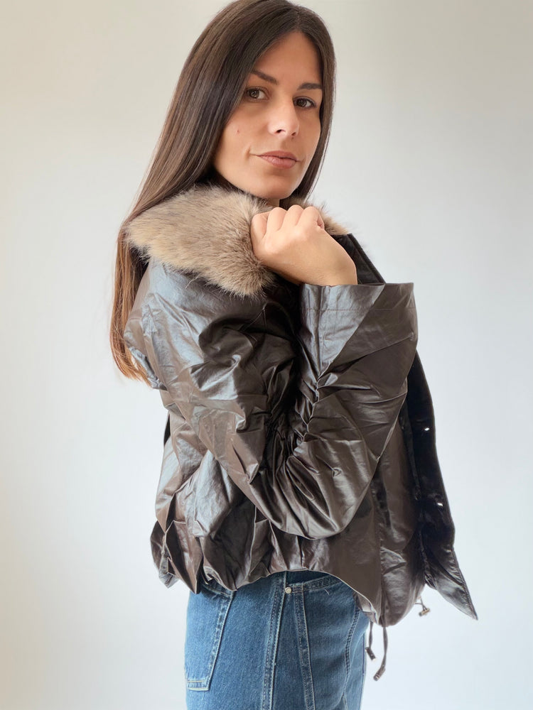 "AURA" JACKET WITH A FLUFFY COLLAR