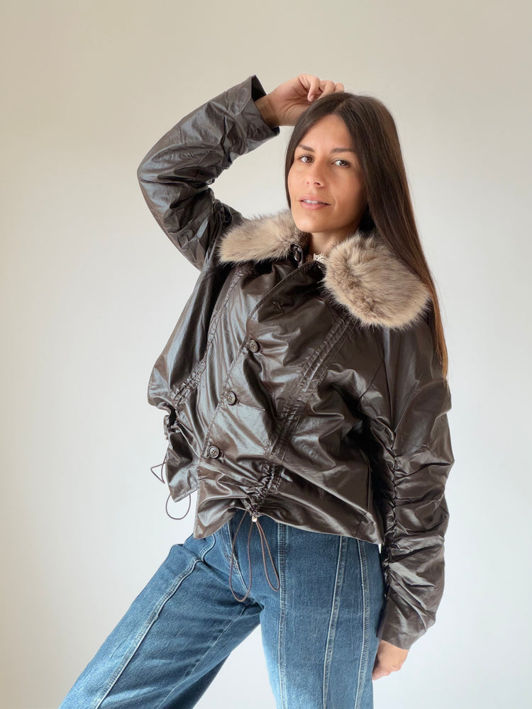 "AURA" JACKET WITH A FLUFFY COLLAR