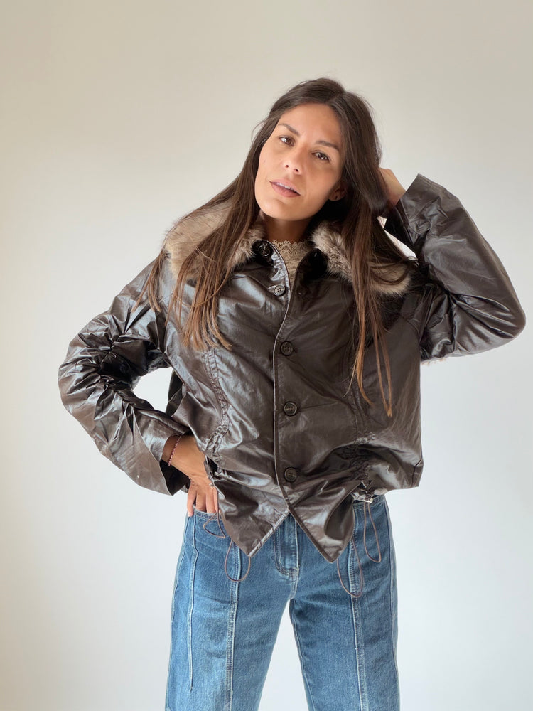 "AURA" JACKET WITH A FLUFFY COLLAR