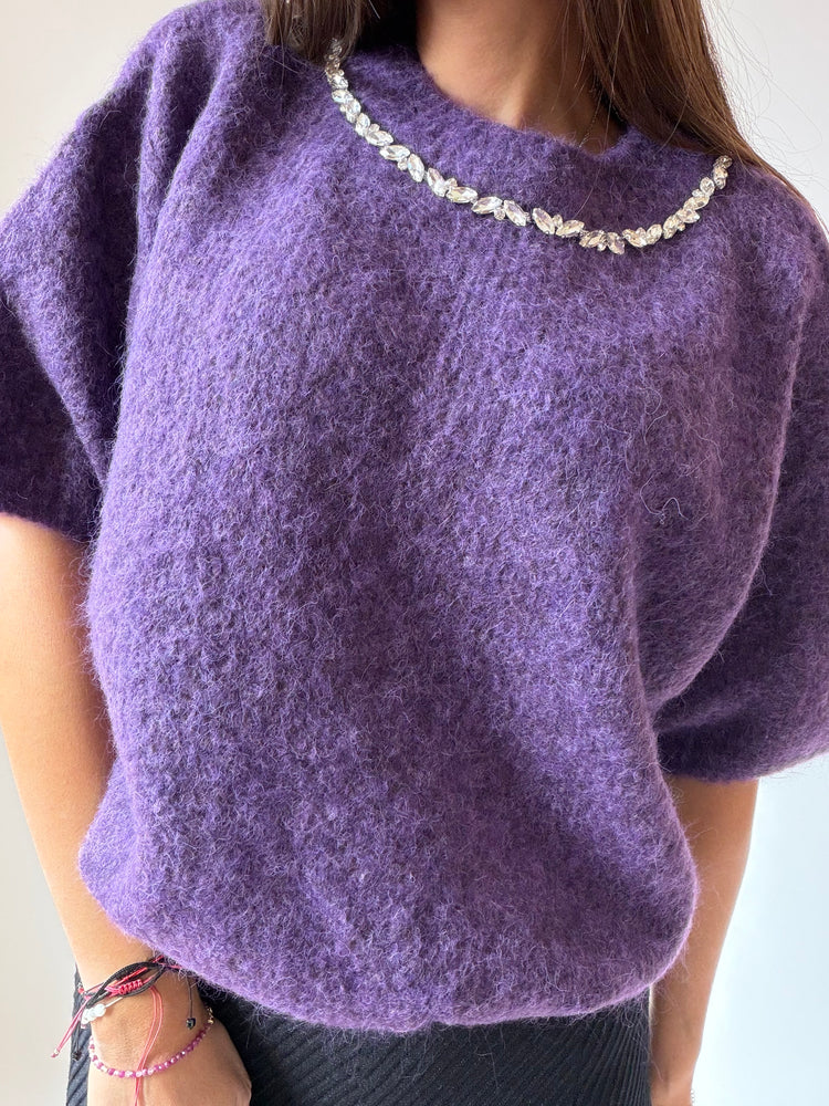 Пуловер ,,Violette'' с блестящ акцент